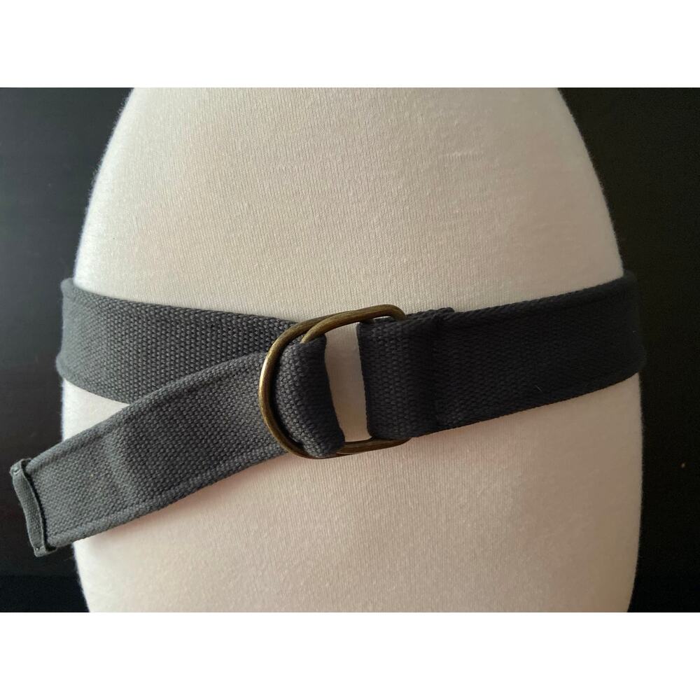 Wide Gray Cotton Belt w/Double D-Ring Buckle Womens sz 44